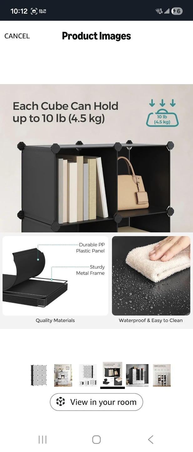 12-Cube Storage Organizer Black/White - photo 3