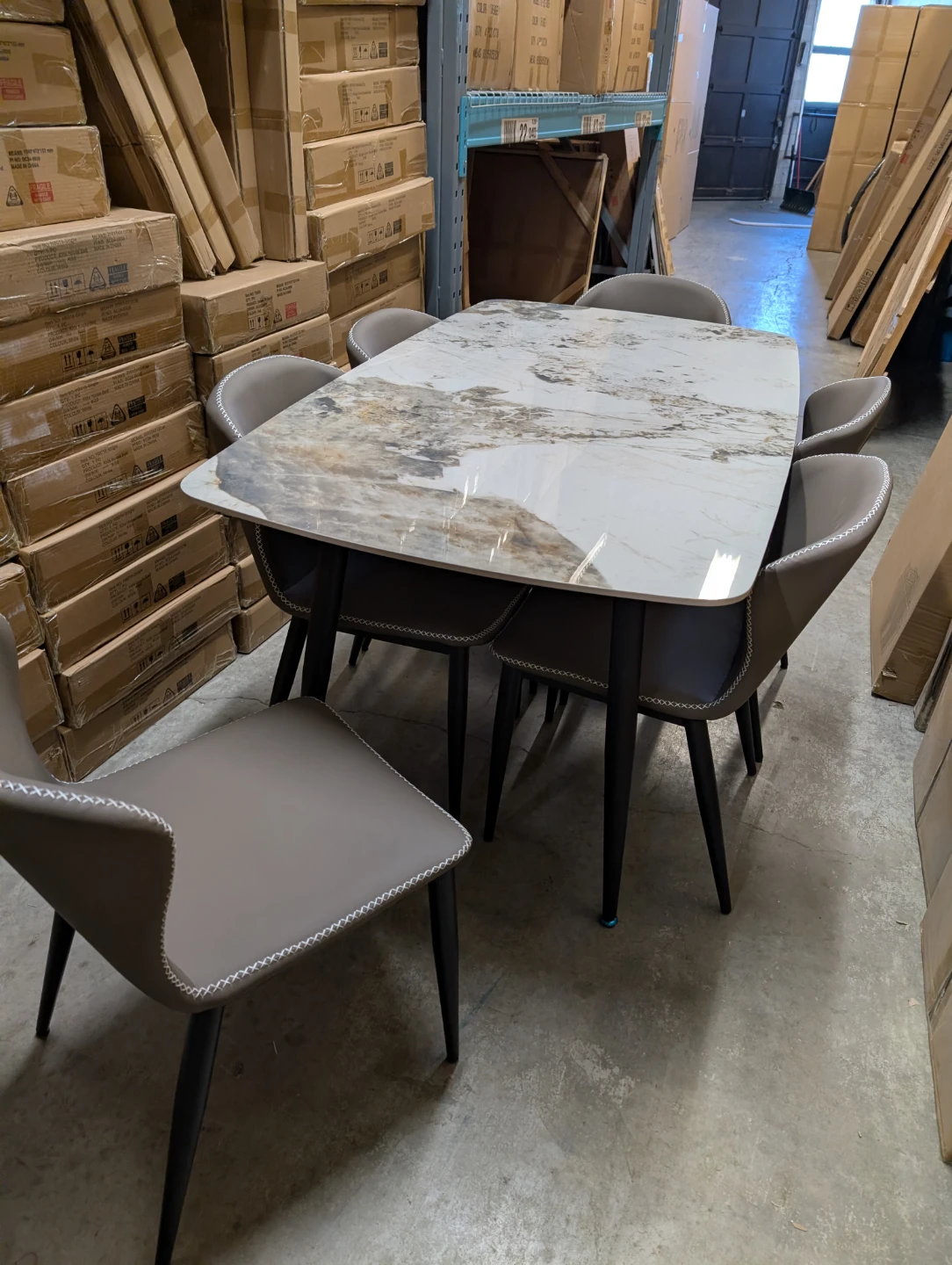 Marble Dining Table with 6 Chairs