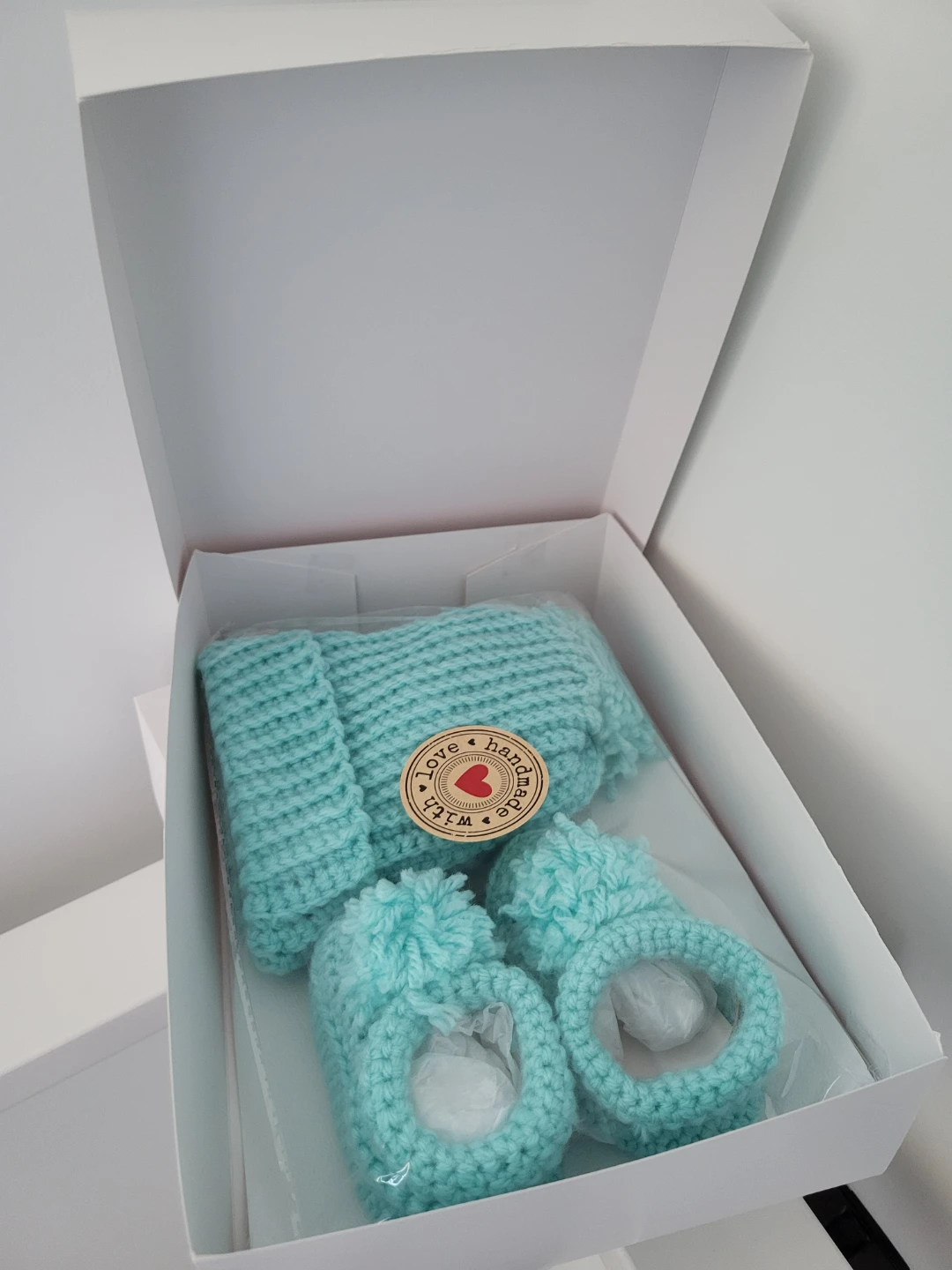 Handmade Baby Hat and Booties Set