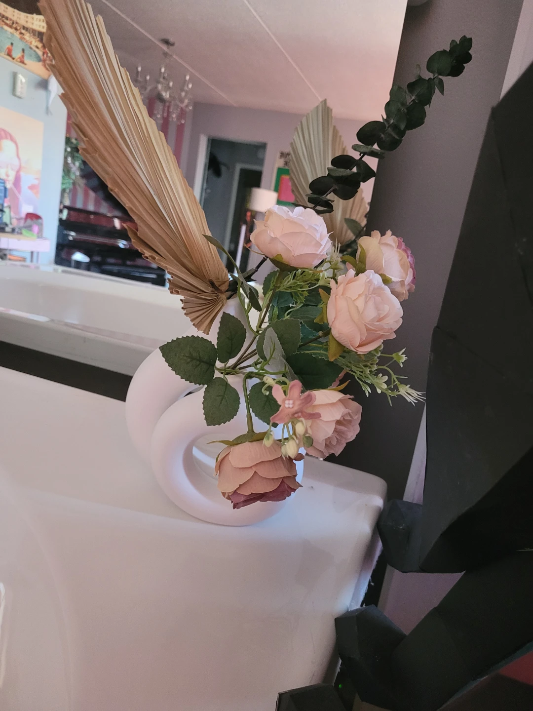 Artificial Flower Arrangement in White Vase