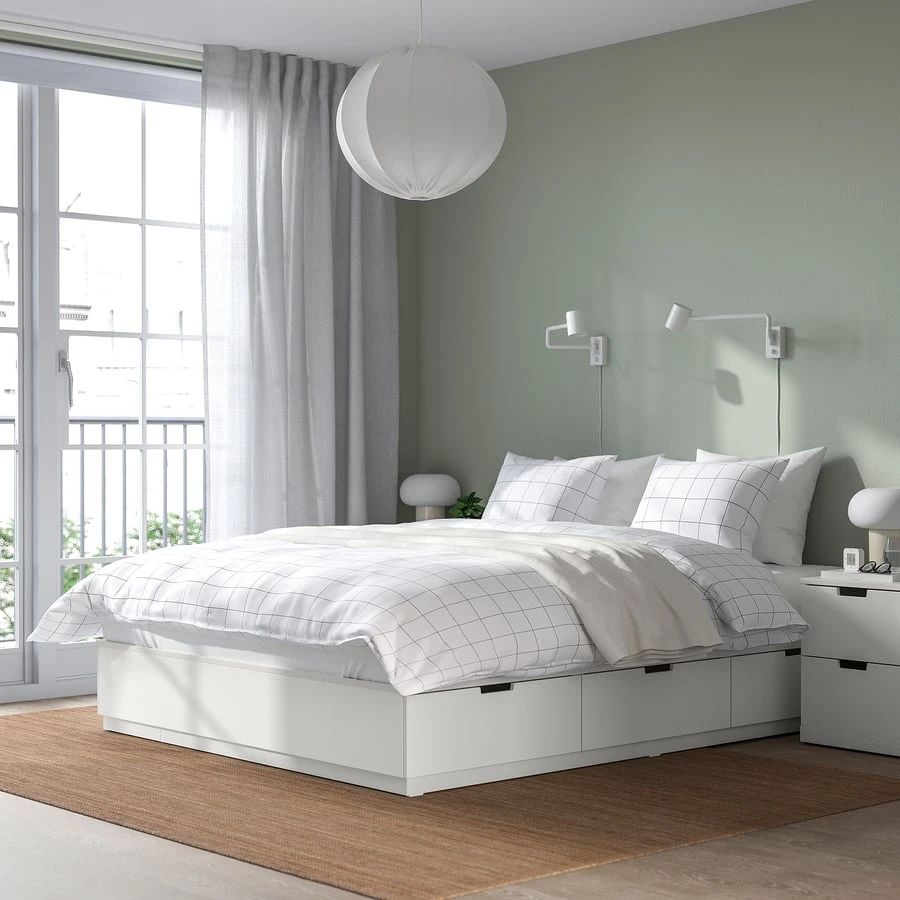 IKEA NORDLI  White King Bed Frame with 6 Drawers