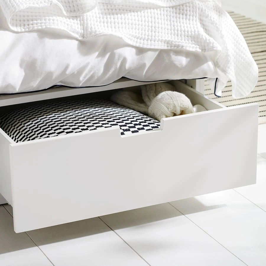 IKEA NORDLI  White King Bed Frame with 6 Drawers - photo 2