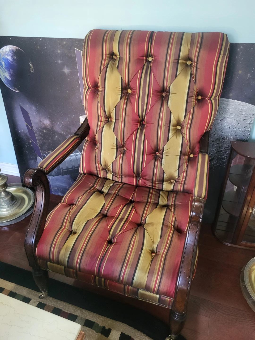 Striped Tufted Accent Chair