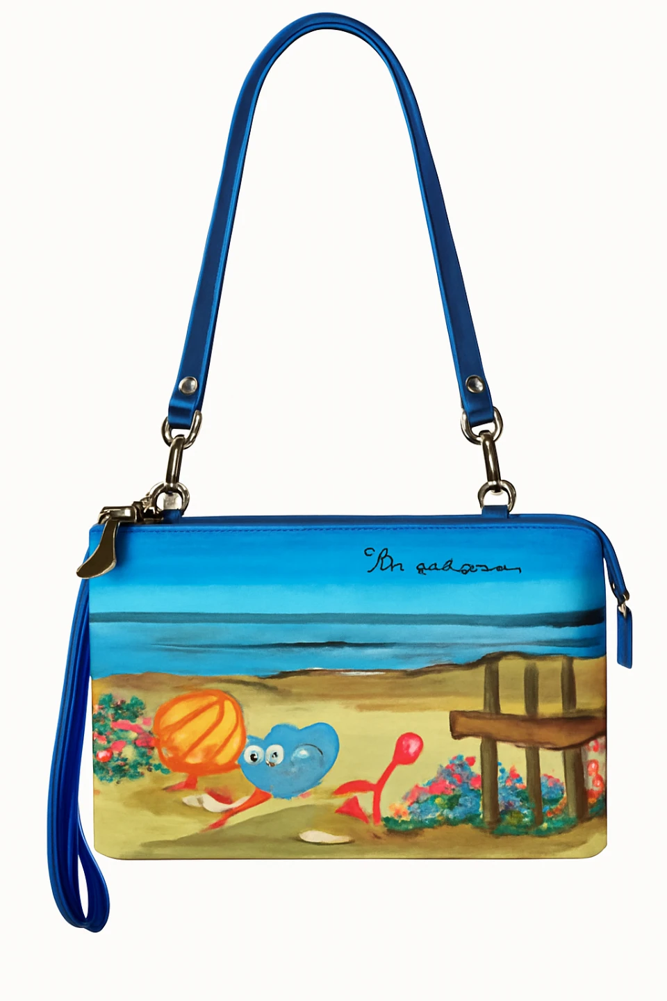 Anuschka Hand Painted Leather Clutch "Beach Day"