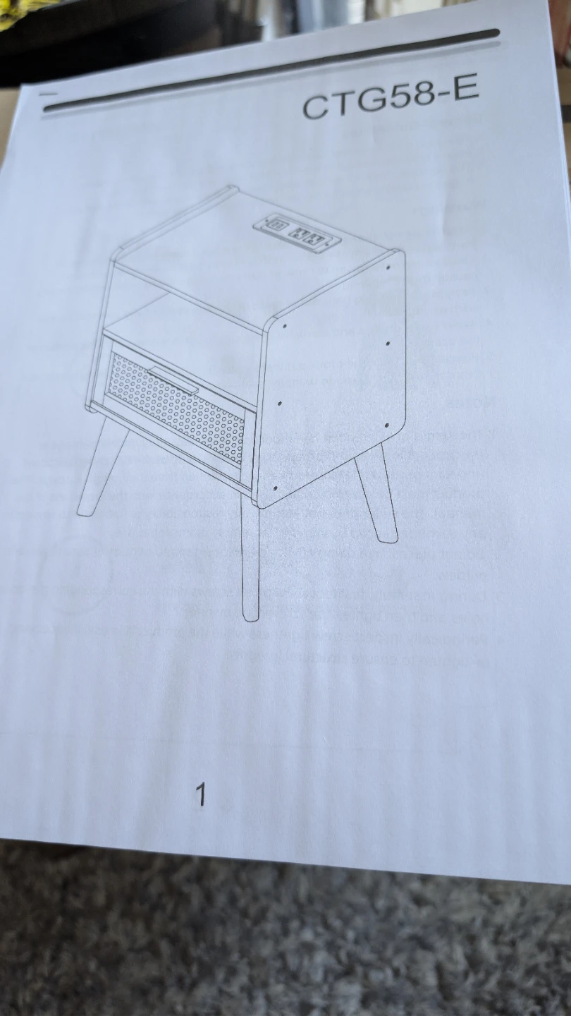 Nightstand with Drawer and USB Ports - photo 2