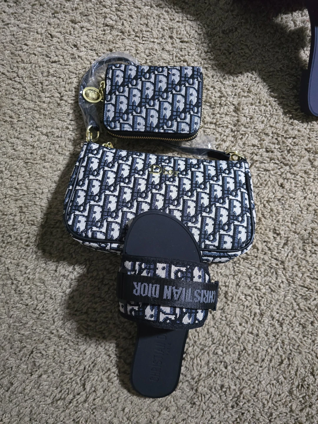 Matching Set Bag, Wallet & Slide Sandals