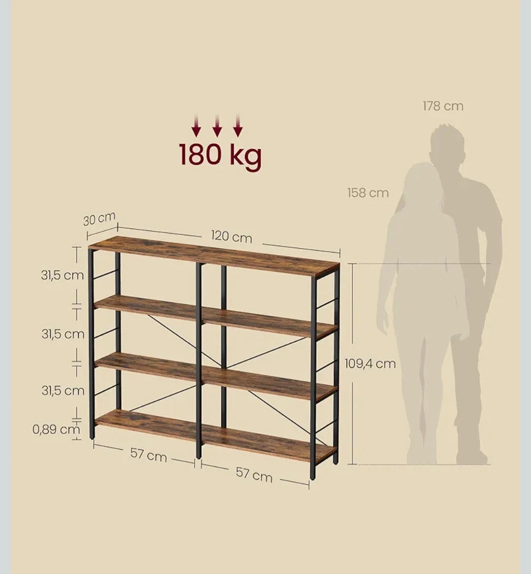 VASAGLE 4-Tier Bookshelf - photo 4
