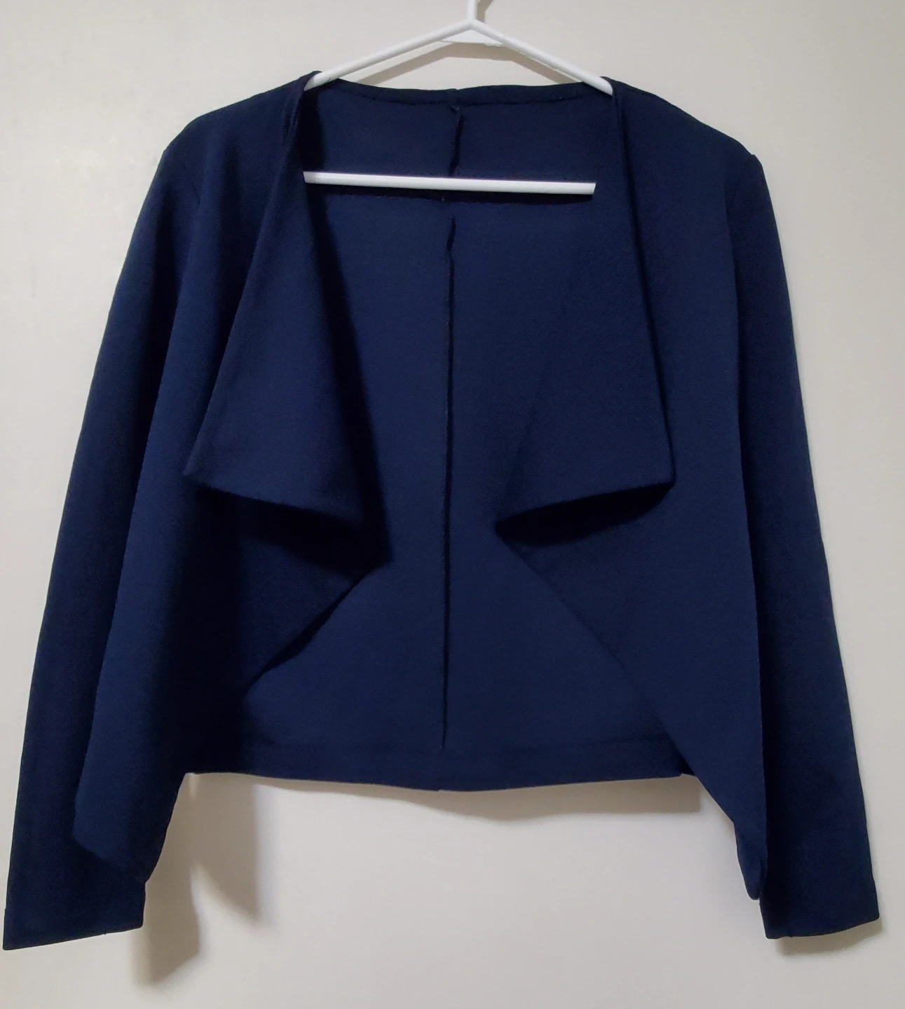 Navy Blue Waterfall Collar Jacket