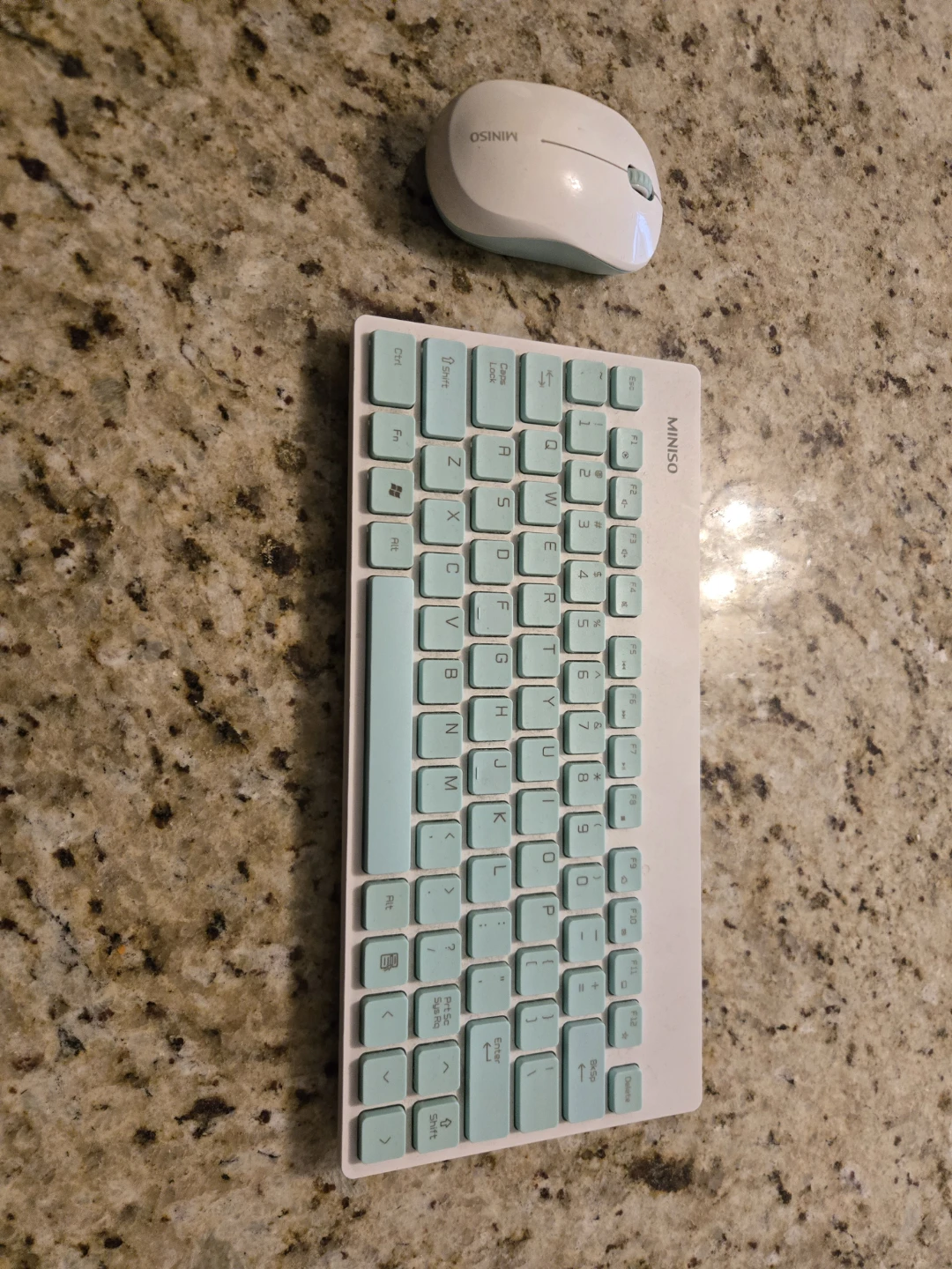 MINISO Wireless Keyboard and Mouse Set - White/Mint