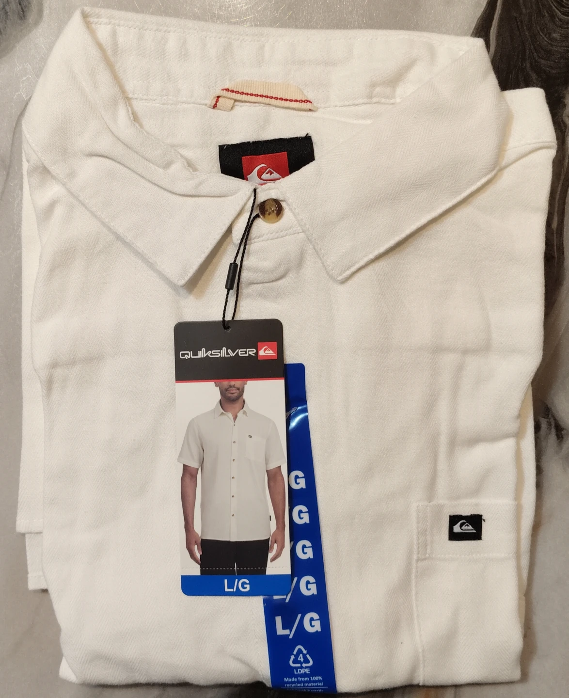 Quiksilver Men's White Short Sleeve Polo Shirt - Size L