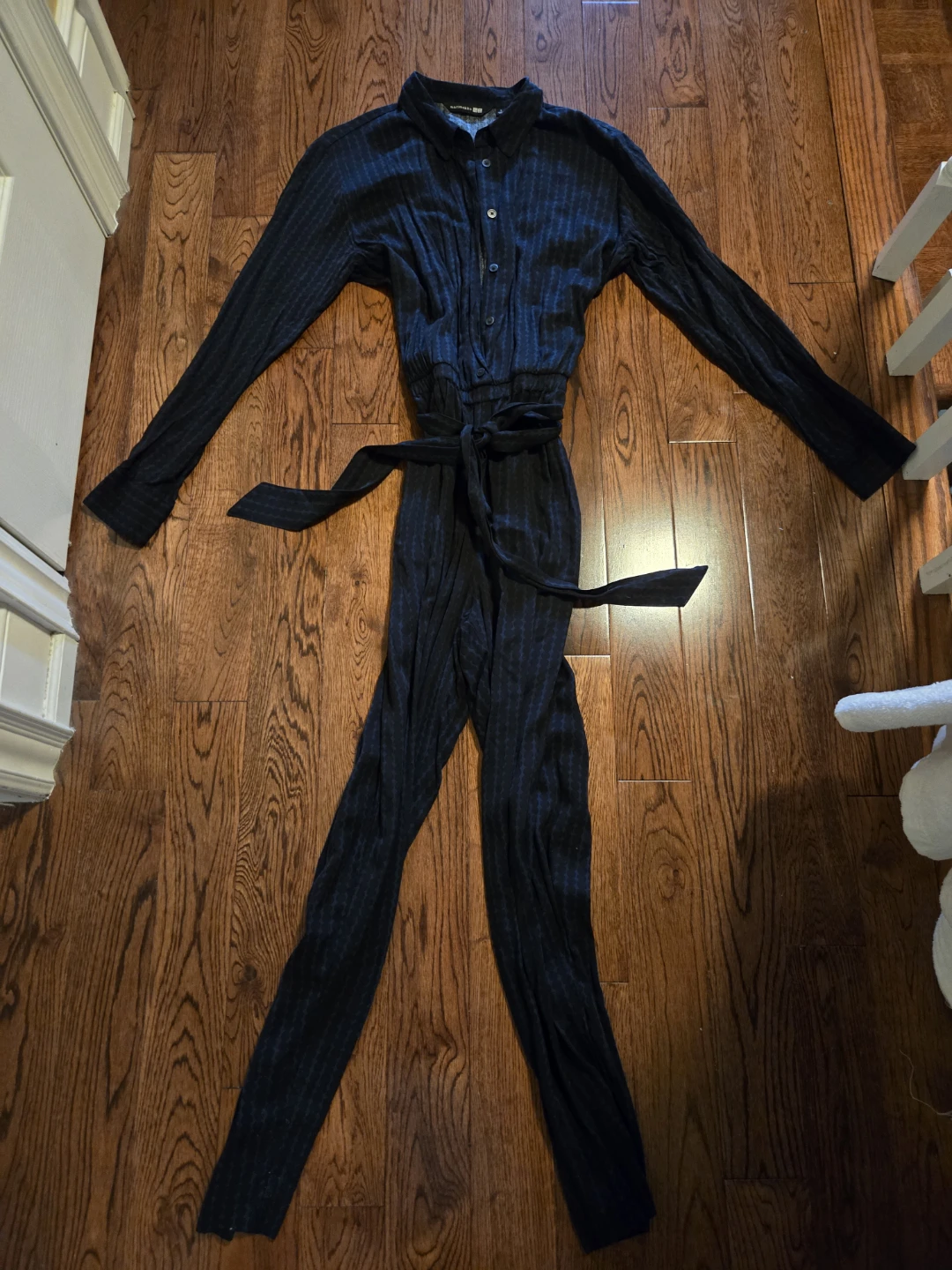 Uniqlo Marimekko Navy Blue Striped Jumpsuit with Belt