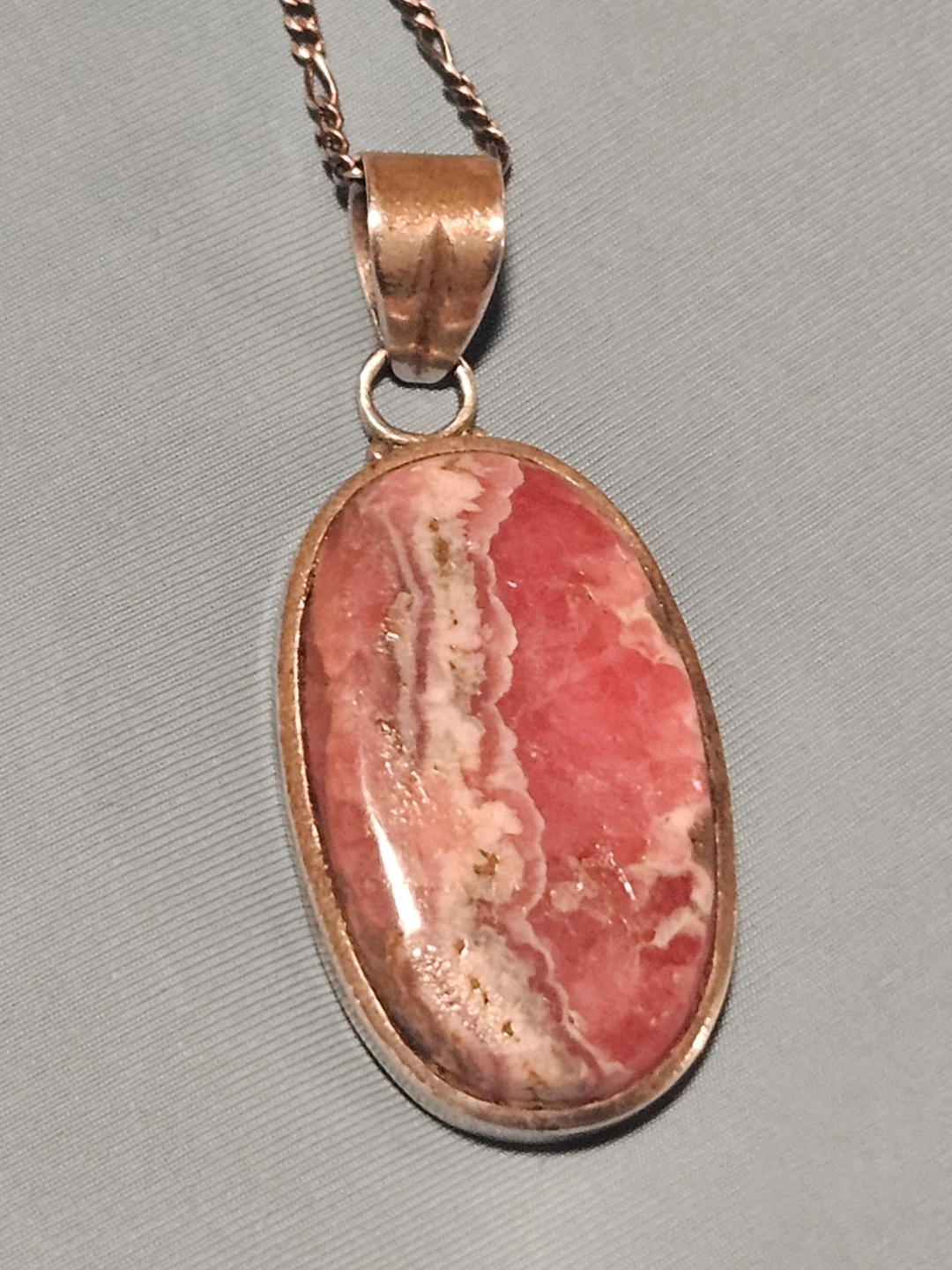 Rhodochrosite Sterling Silver Pendant Necklace