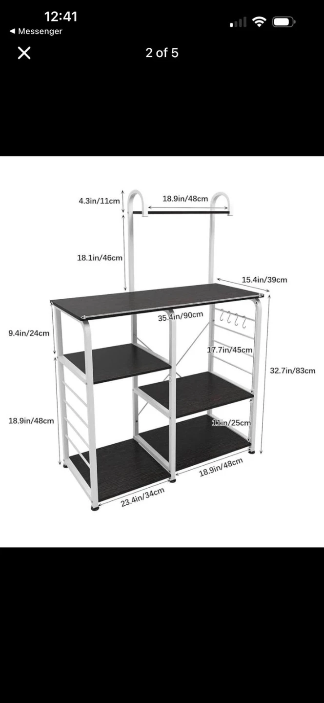 Kitchen Baker's Rack with Shelves and Hooks - photo 3