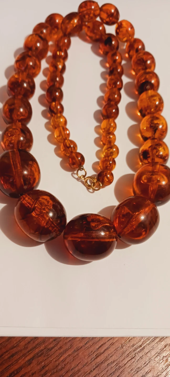 Graduated  Cognac Amber Beaded Necklace - photo 4