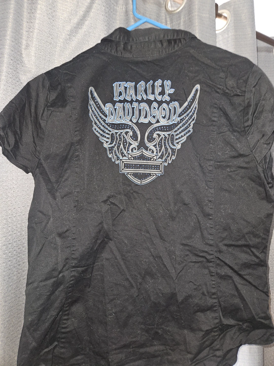 Harley-Davidson Women's Black Short Sleeve Zipper Shirt XL - photo 2