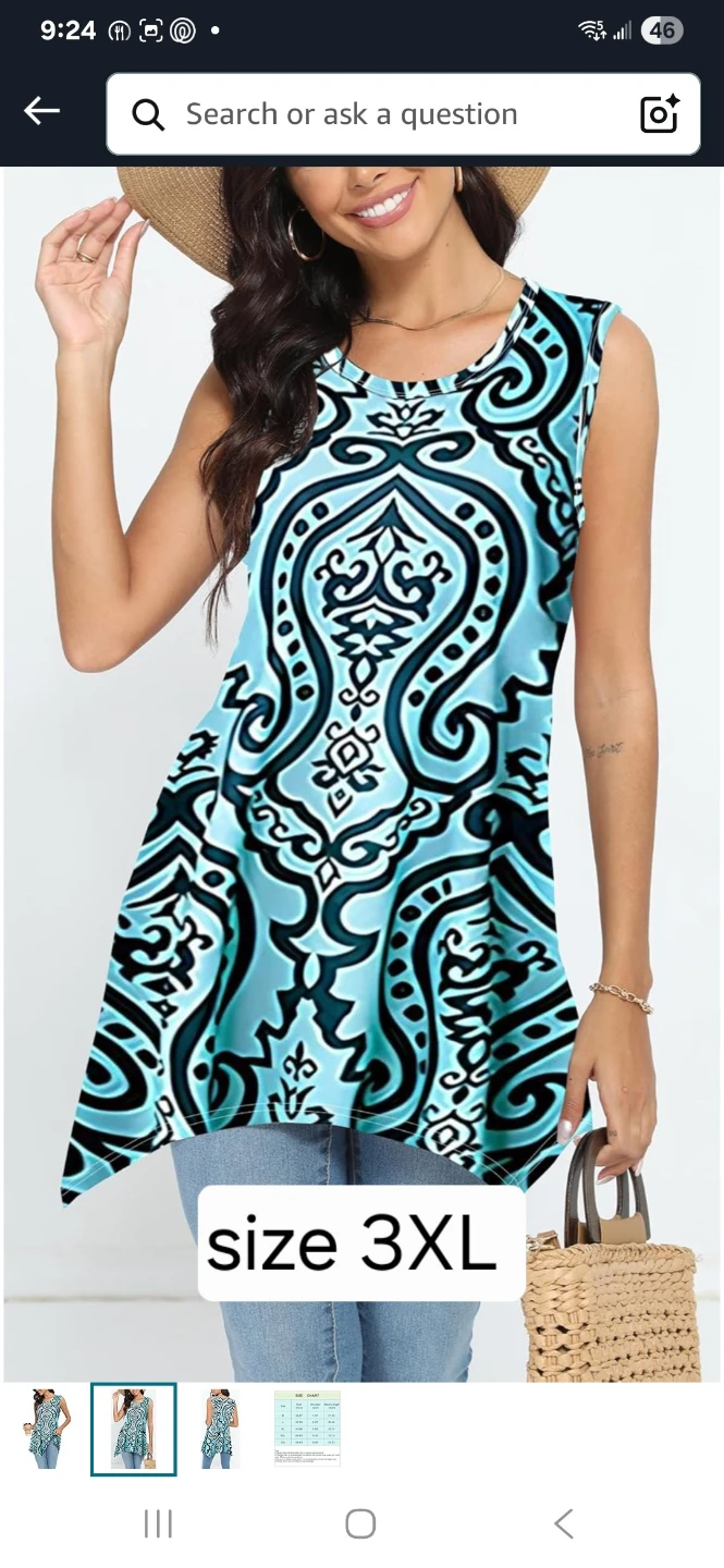 Women's Sleeveless Tunic Top 3XL