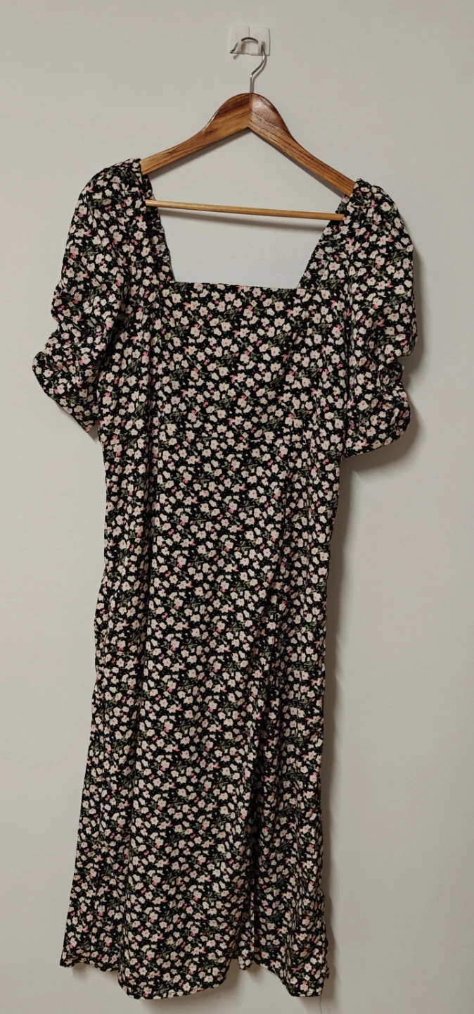 Floral Smocked Square Neck Dress
