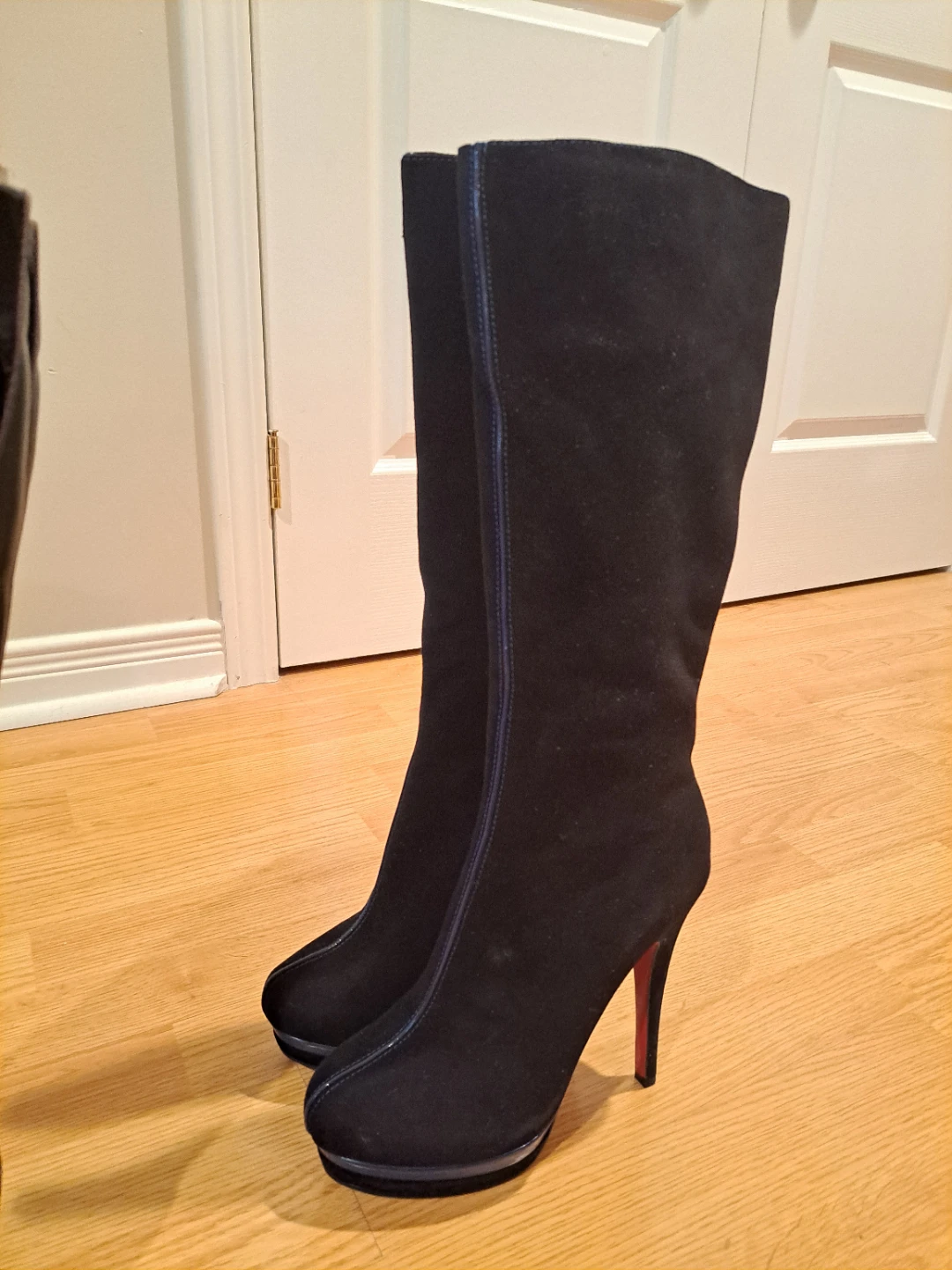 Black Suede High Heel Boots