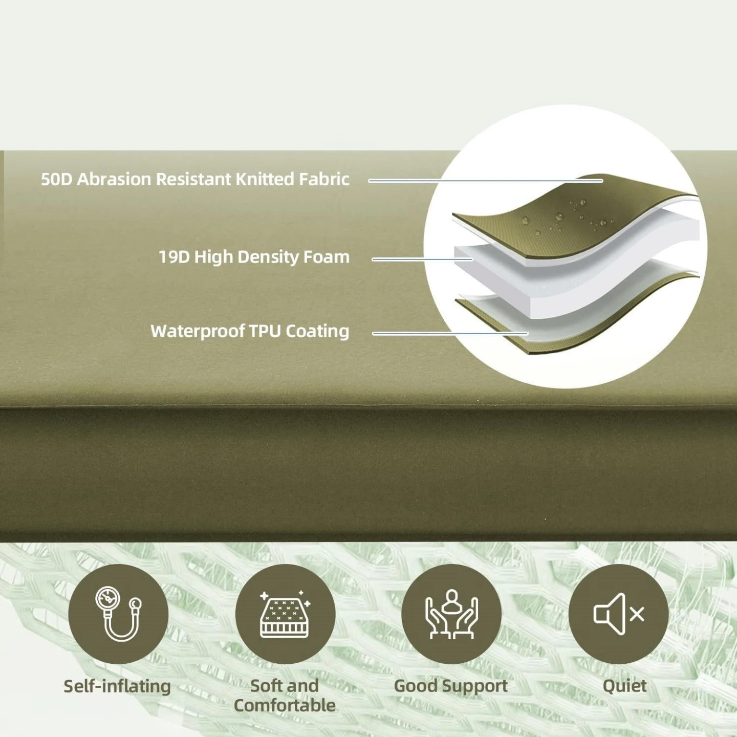 Self-Inflating Camping Mat - Olive Green - photo 3