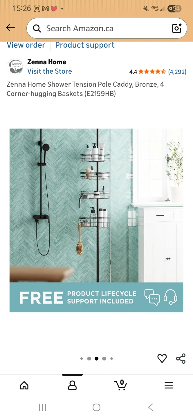 Home Shower Pole Cassy with 4 Corner-hugging Baskets