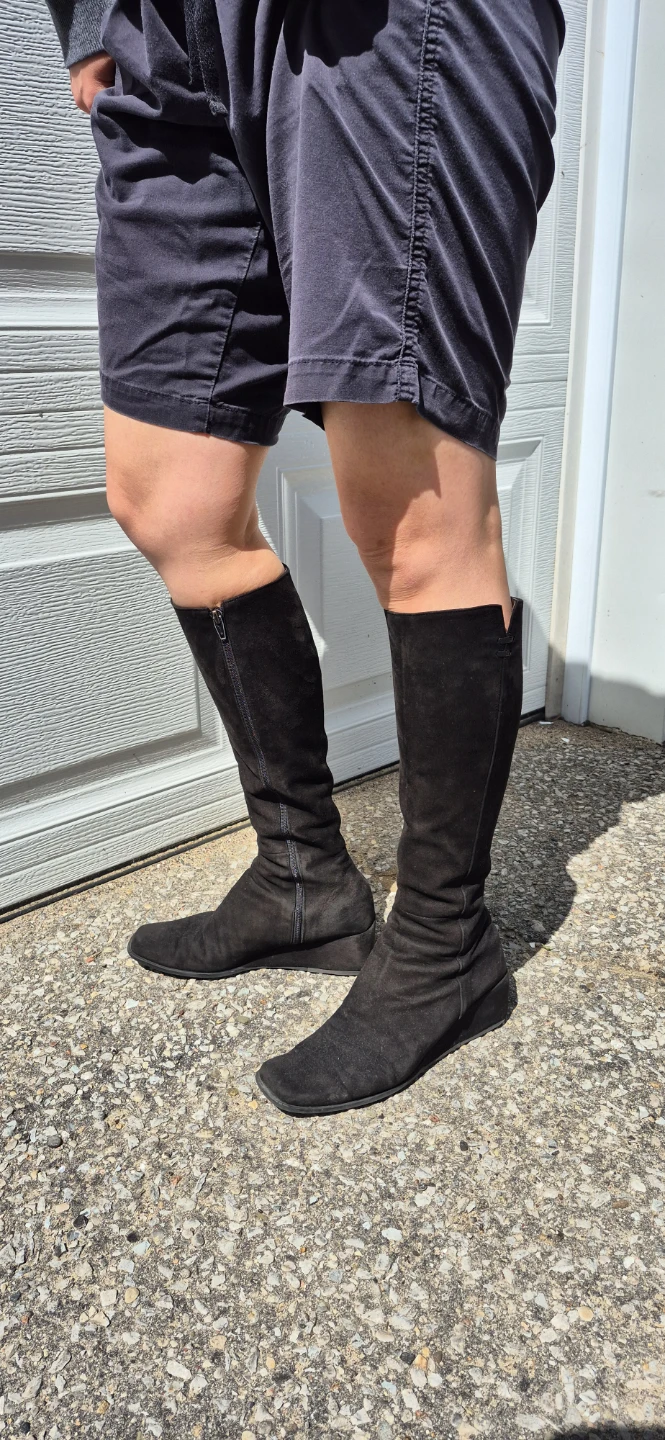 Black Suede Knee-High Boots