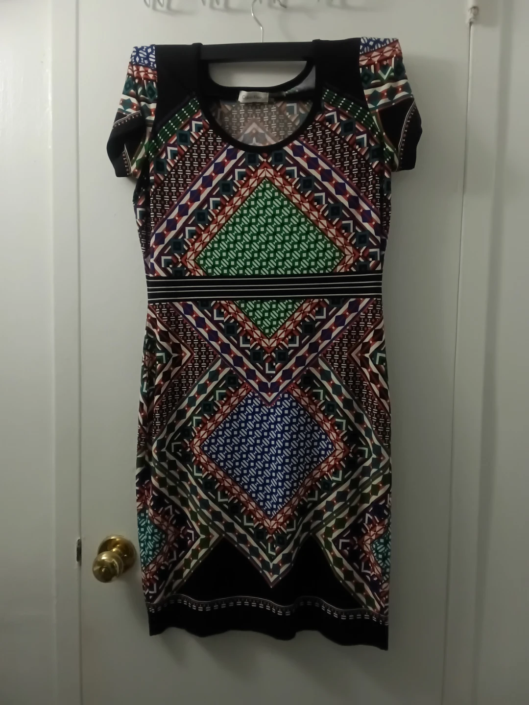 Calvin Klein Geometric Print Short Sleeve Dress