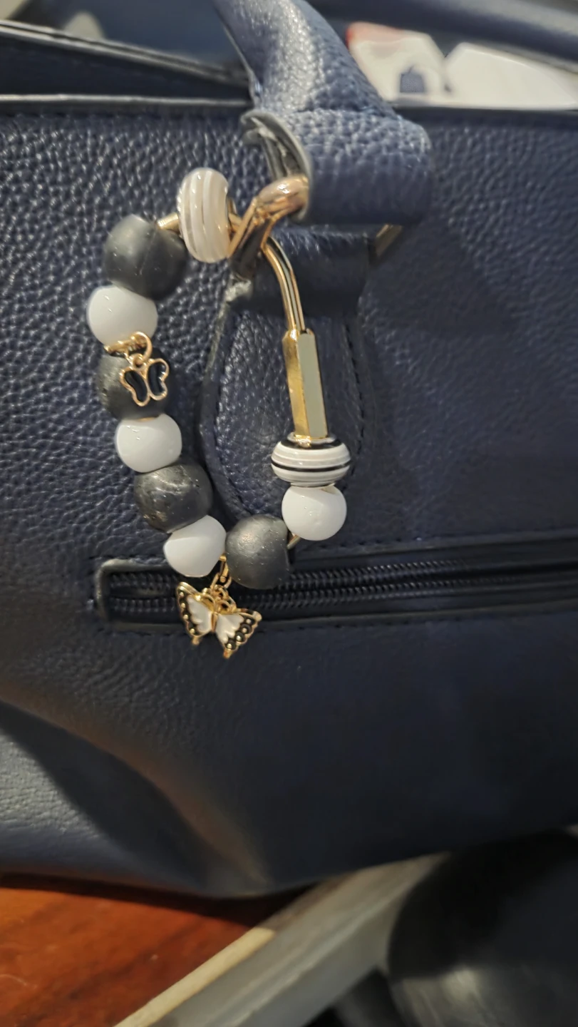 Beaded Bag Charm with Butterfly Charms
