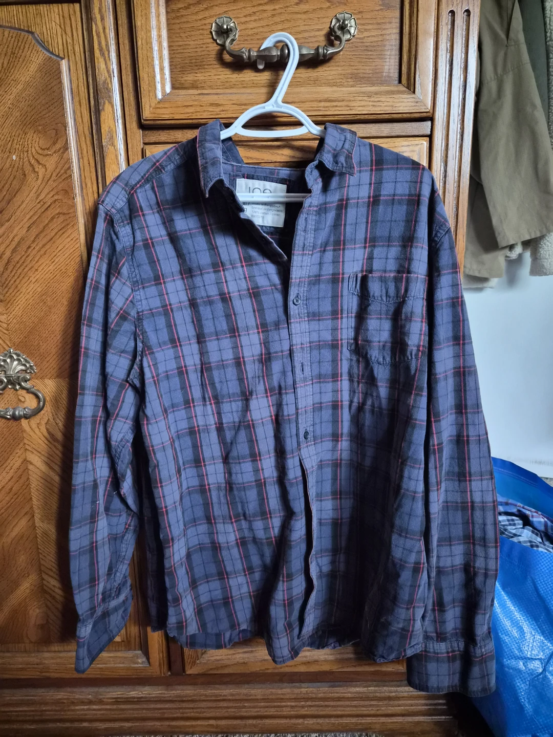 Blue and Red Plaid Button-Up Shirt
