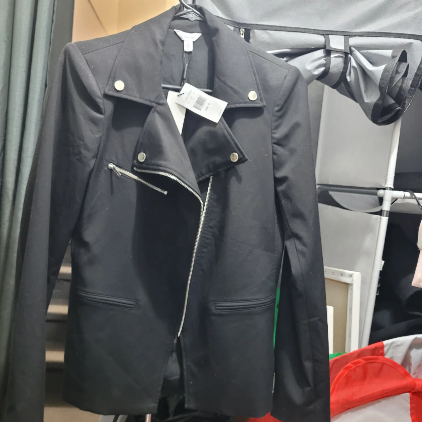 Calvin Klein Black Moto Jacket Size 4 - photo 2