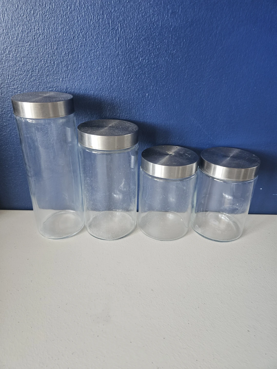 Set of 4 Glass Jars w Metal Lids