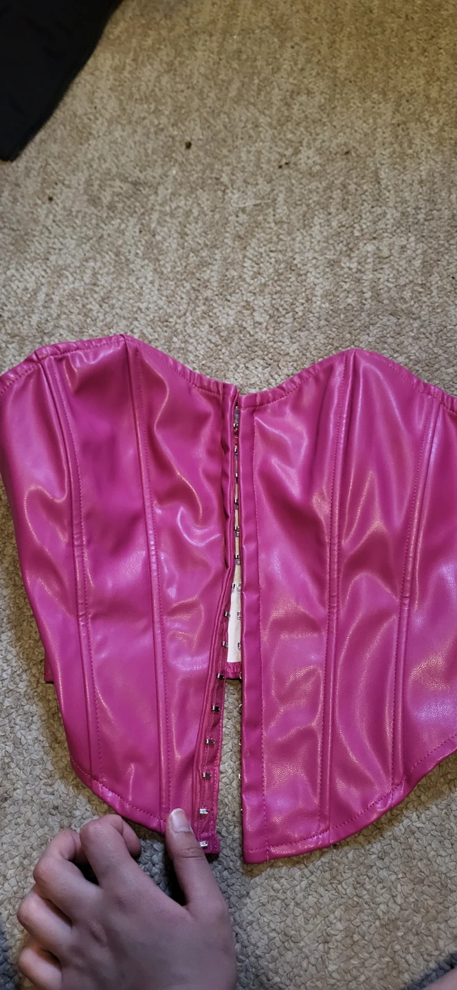 Pink Faux Leather Corset Top