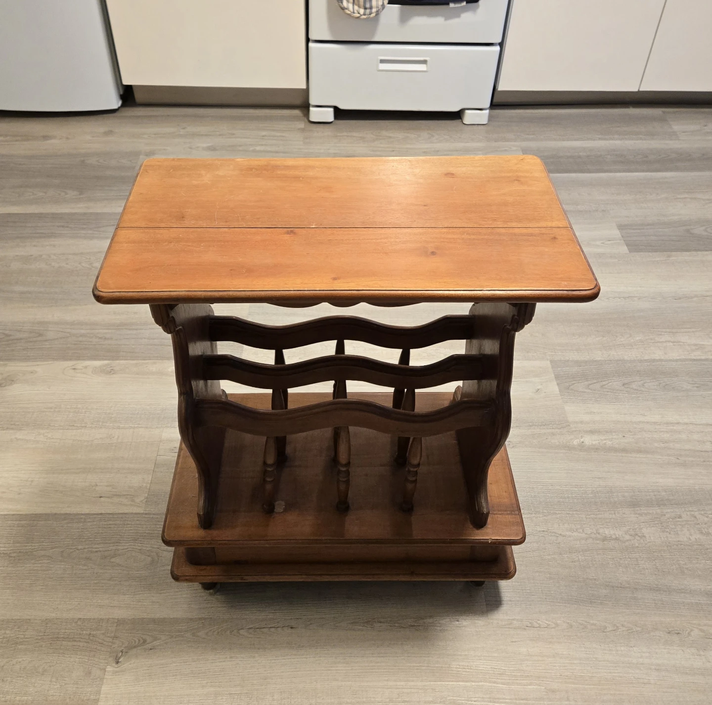 Wooden Magazine Rack Side Table with Drawer - photo 3