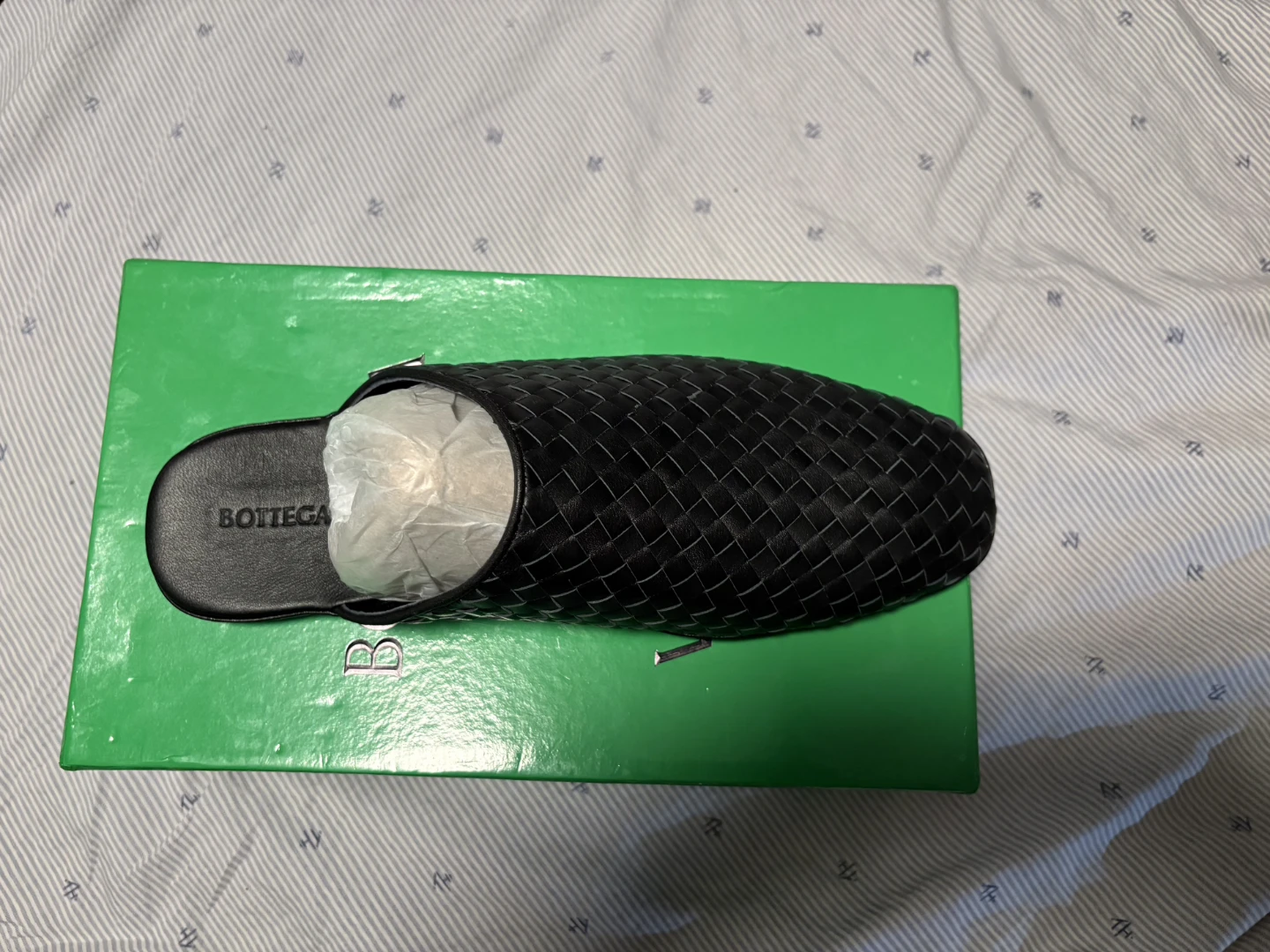 Bottega Veneta Black Woven Leather Mule Shoes
