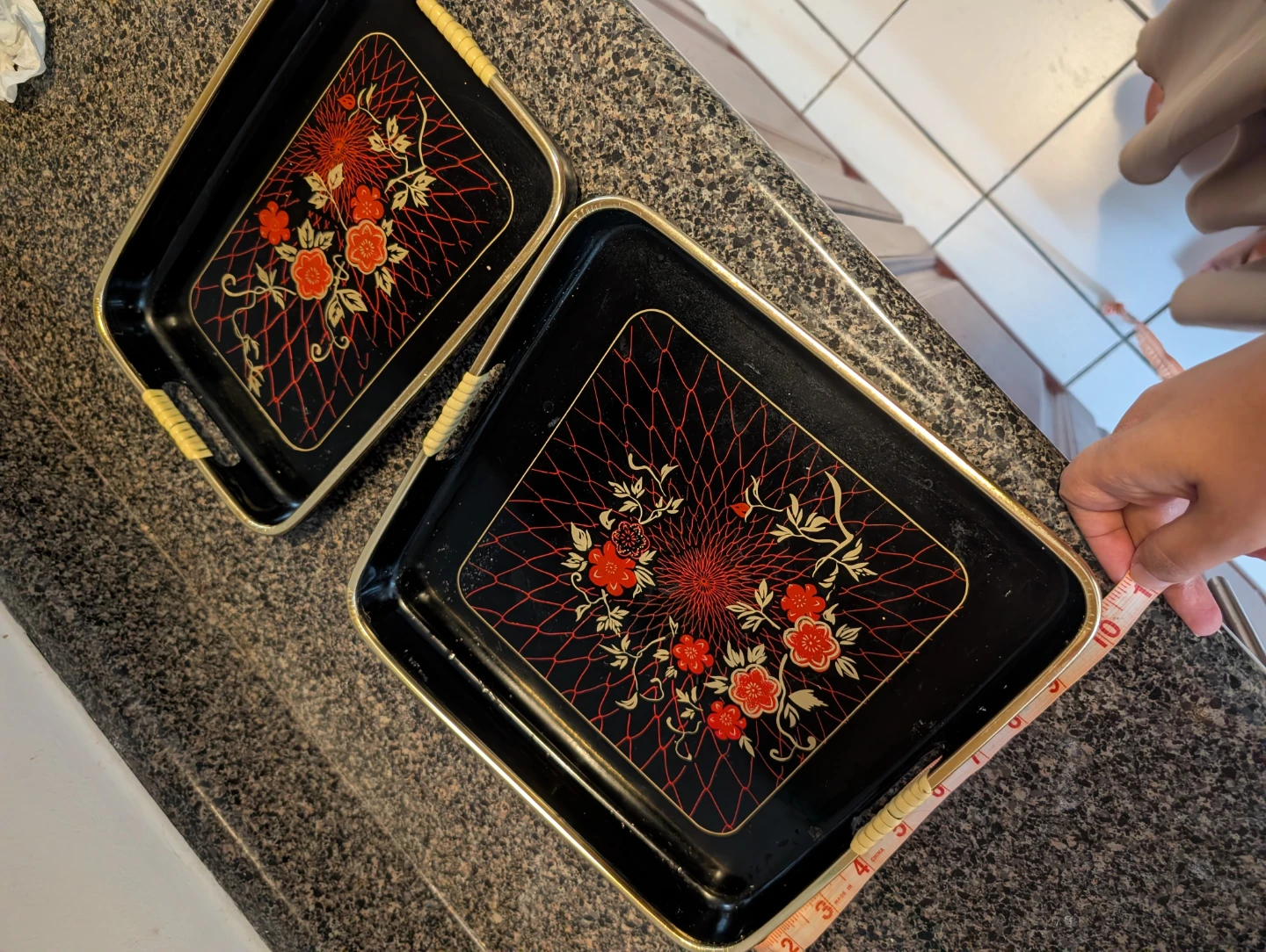 Set of 2 Vintage Floral Serving Trays - photo 2