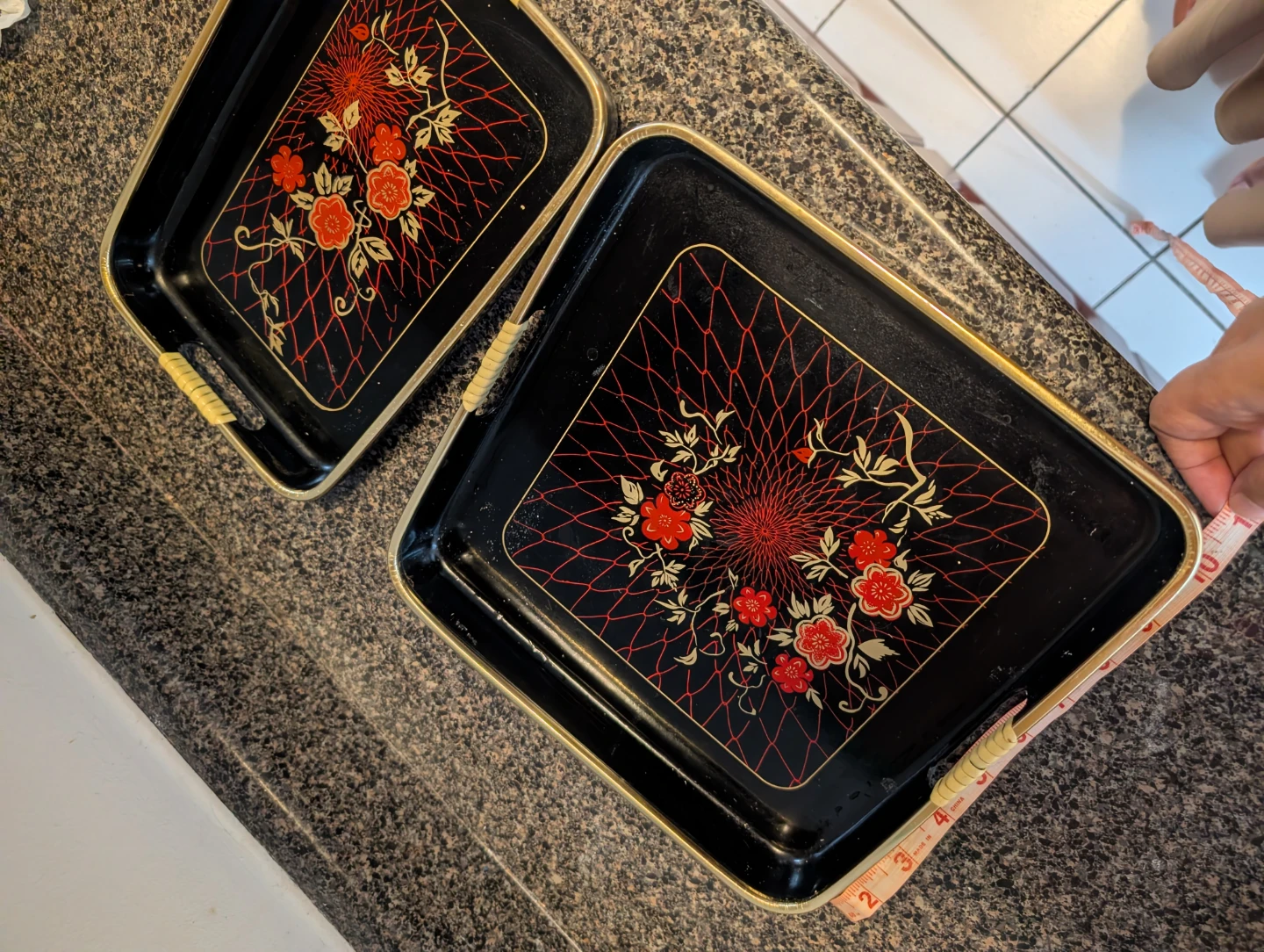 Set of 2 Vintage Floral Serving Trays - photo 3