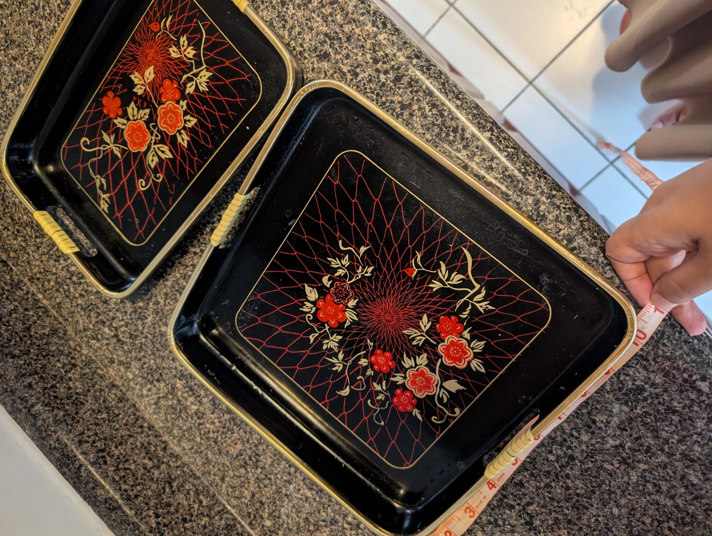 Set of 2 Vintage Floral Serving Trays - photo 5