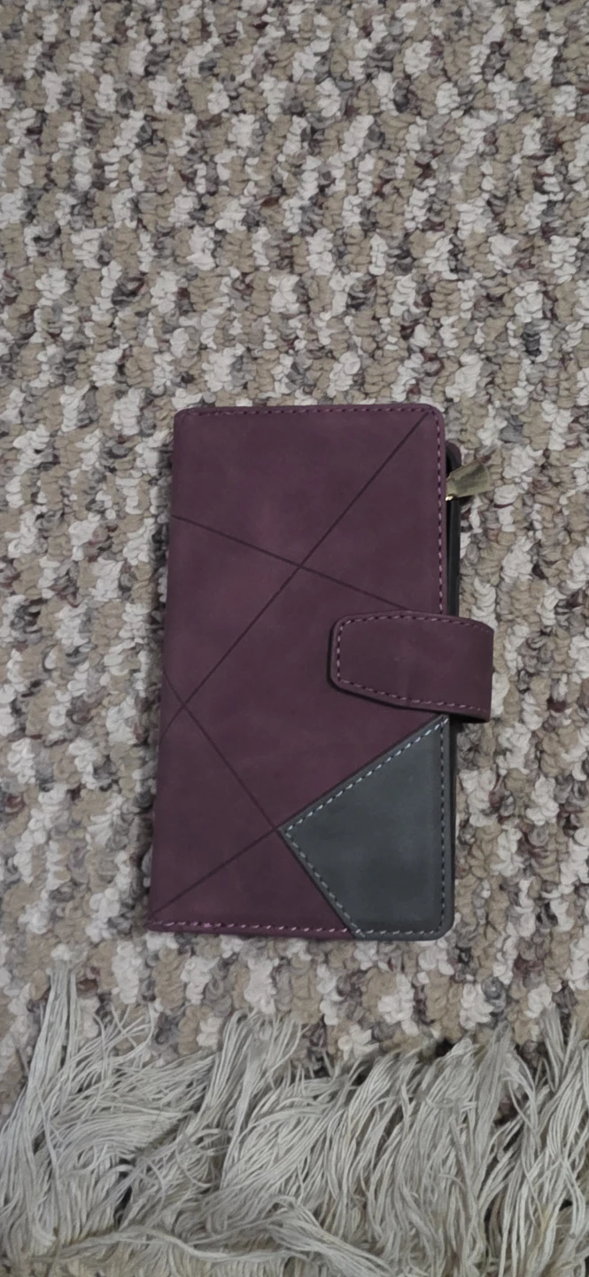 Dark Red Flip Wallet Phone Case with Zipper