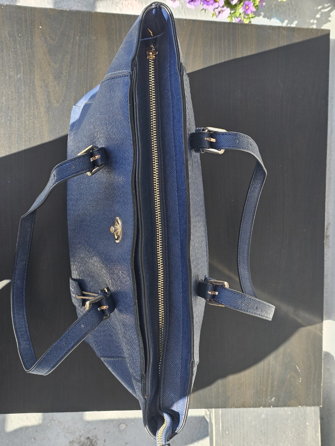 Coach Blue Pebble Leather Tote Bag - photo 2