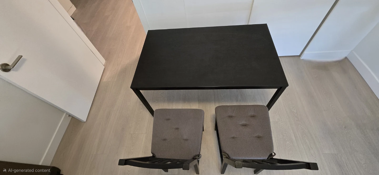 Black Dining Table with 2 Chairs