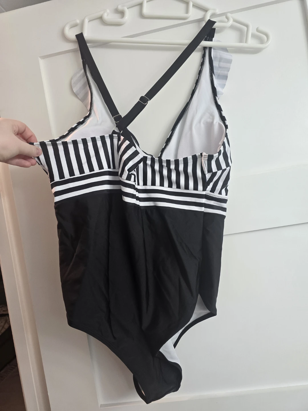 SHEIN Black & White Striped Ruffle Swimsuit - photo 5