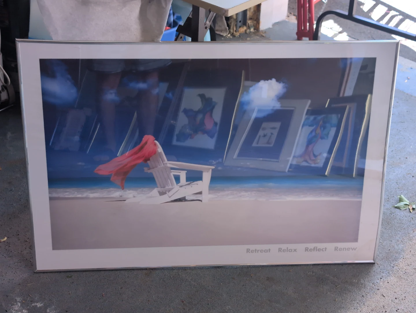 Framed Art Print: Beach Chair Scene