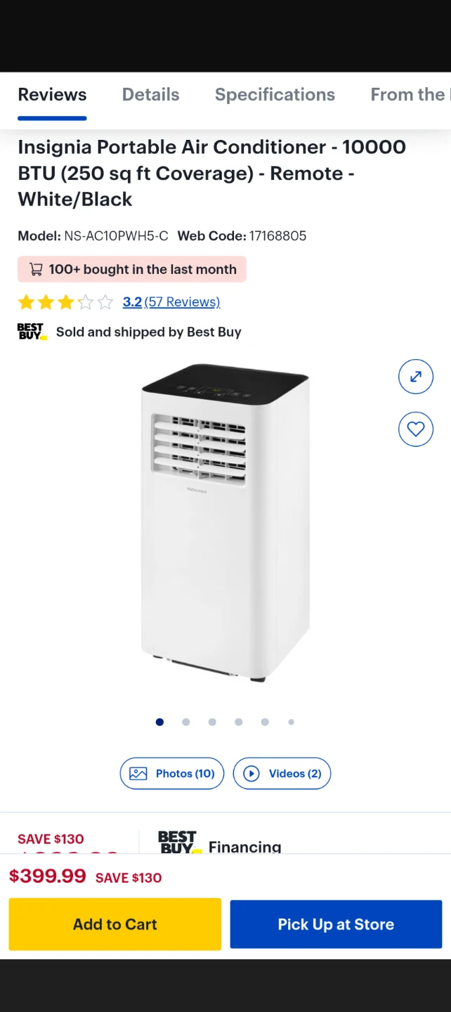 Insignia Portable Air Conditioner - 10000 BTU - photo 4