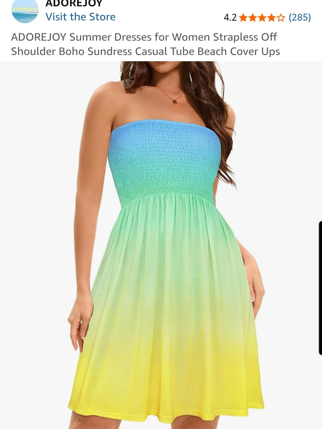 ADOREJOY Women's Strapless Boho Sundress 3X-Large