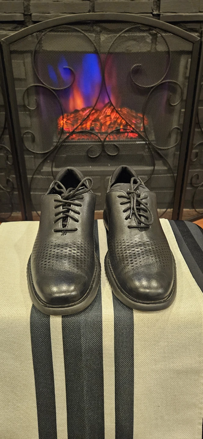 Cole Haan Black Leather Perforated Oxfords