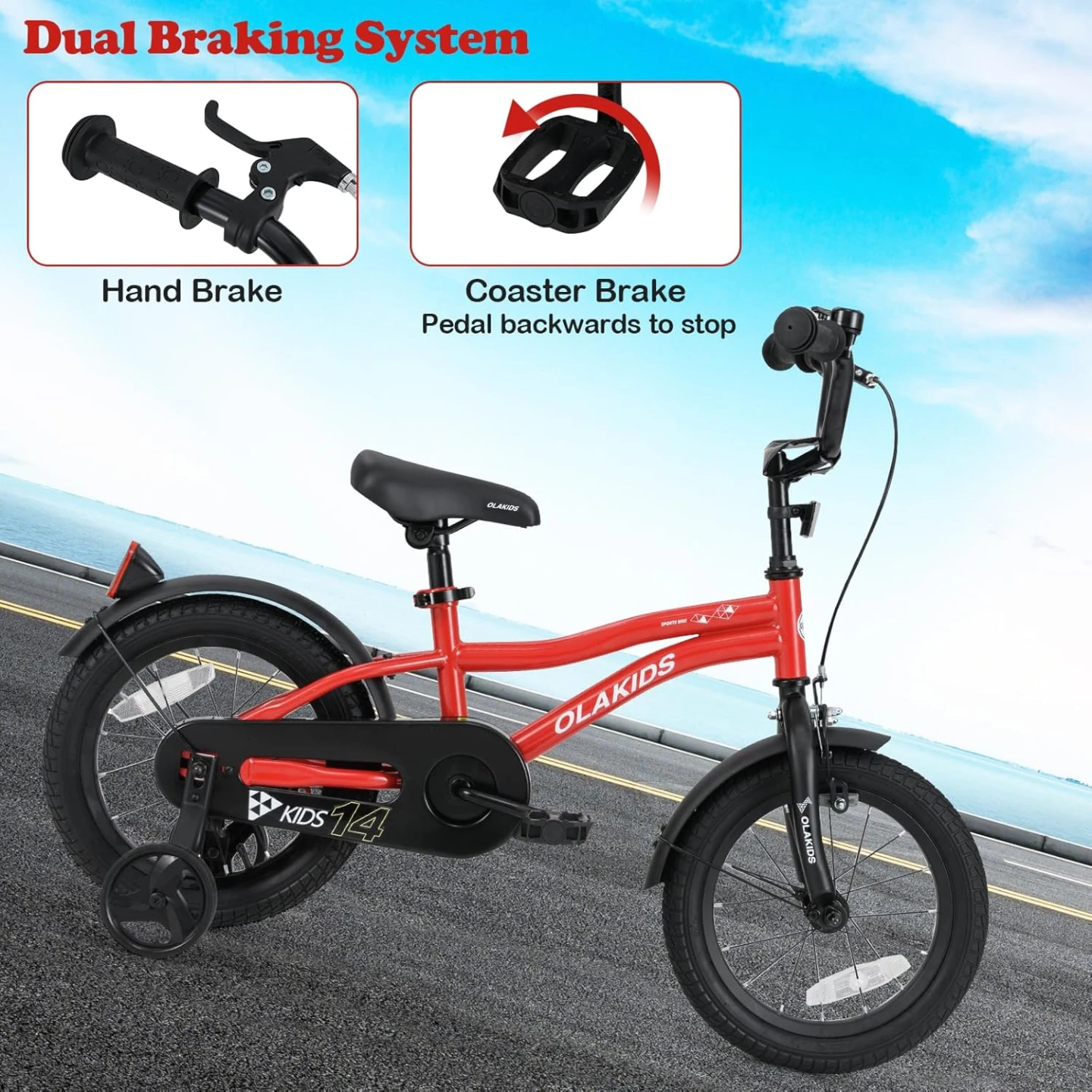 OLAKIDS Kids Bike,14 Inch Toddlers Bicycle with Training Wheels - photo 3