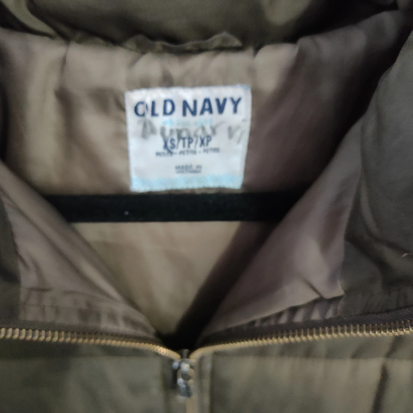 Old Navy Olive Green Puffer Coat with Faux Fur Hood - XS - photo 2