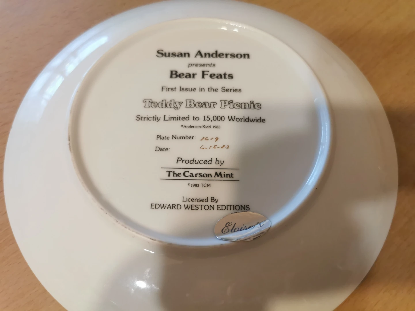 Susan Anderson "Bear Feats" Teddy Bear Picnic Collector Plate - photo 2