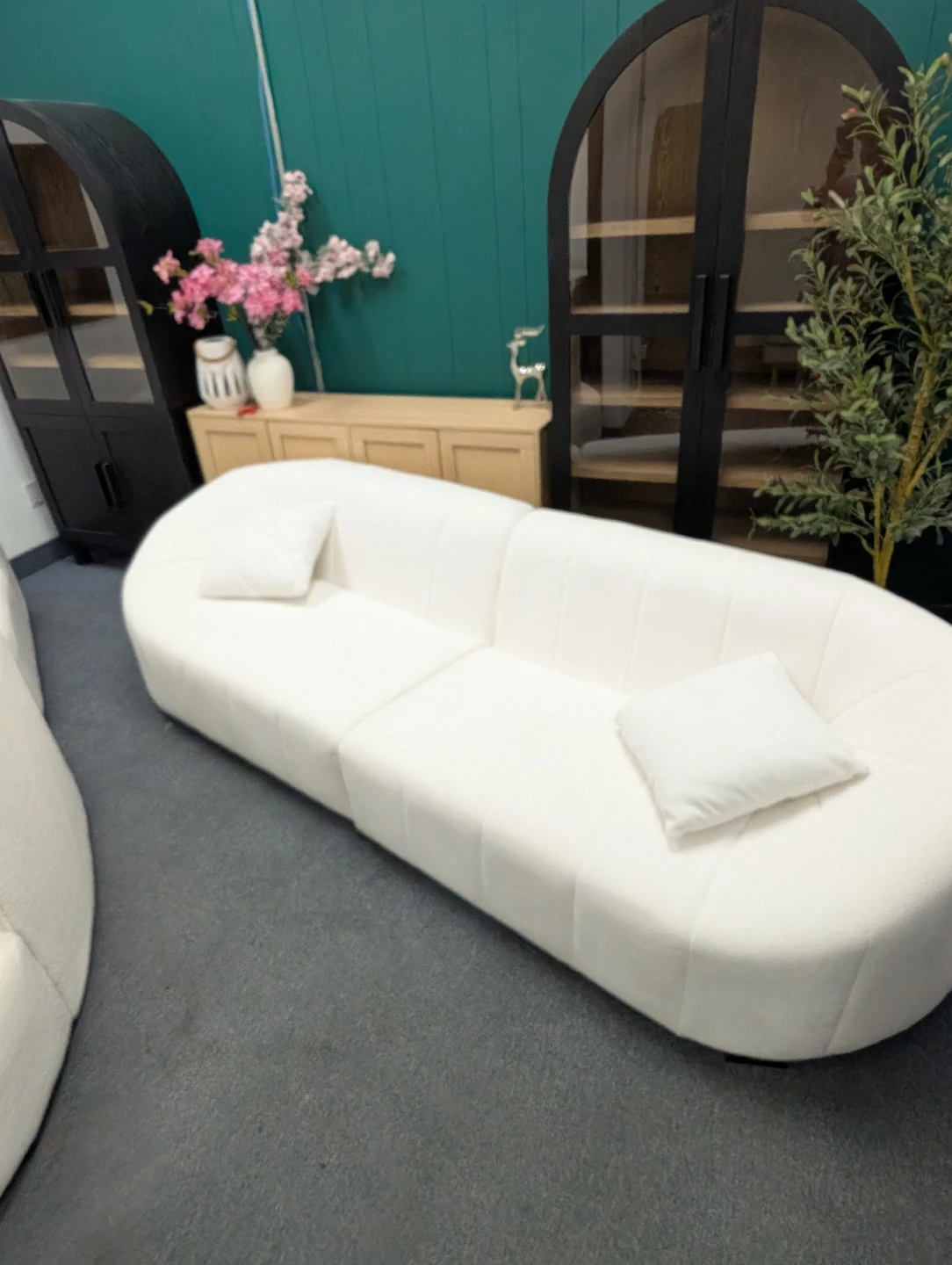 White Bouclé Sofa warehouse sale - photo 4