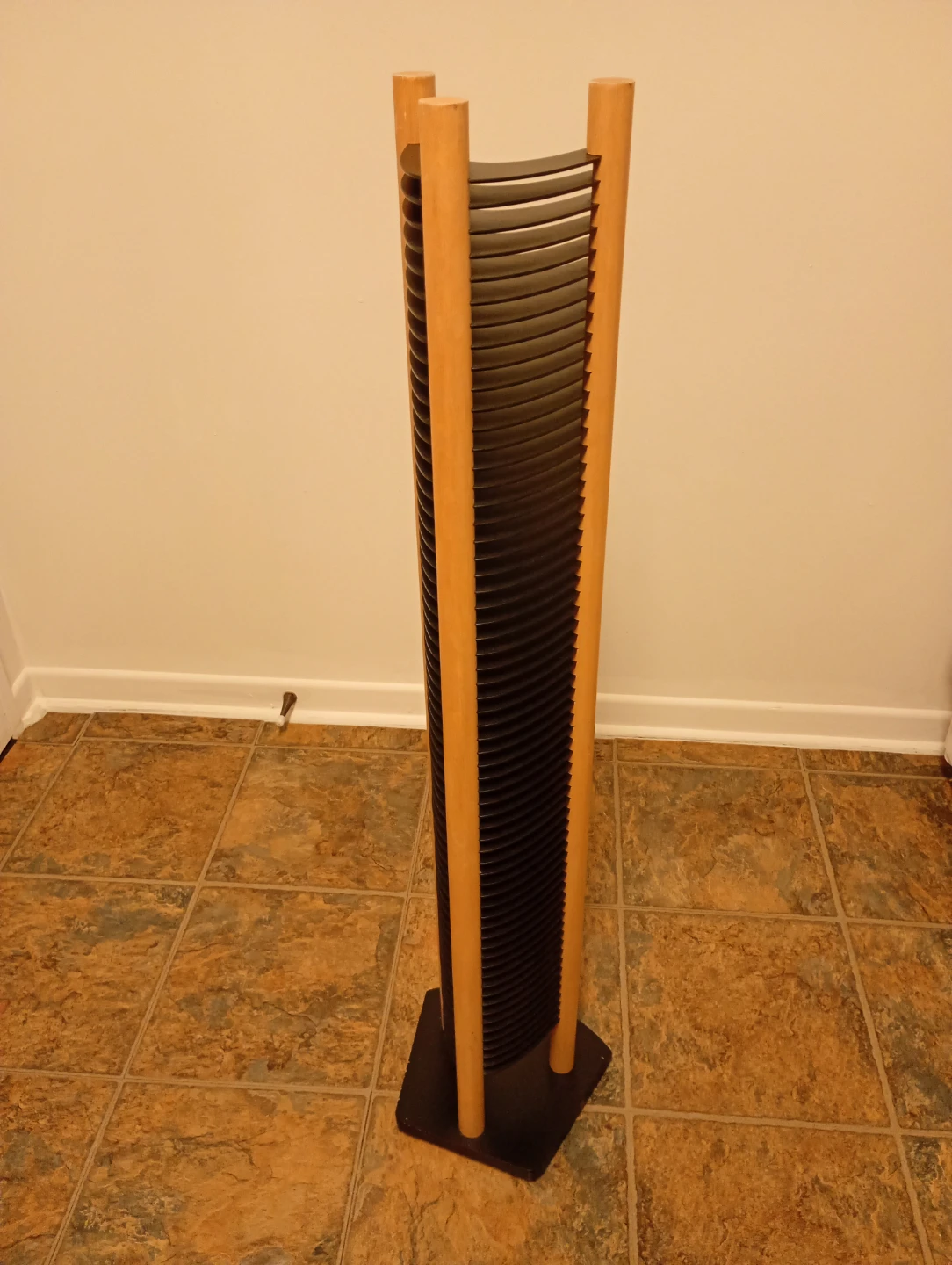 Wooden and Black CD Tower Storage Rack - photo 3