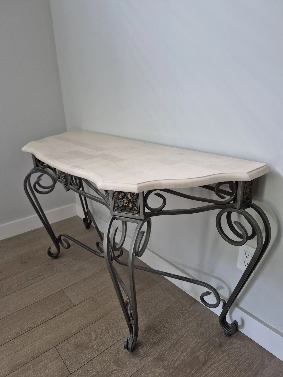 Metal Console Table with Marble Top